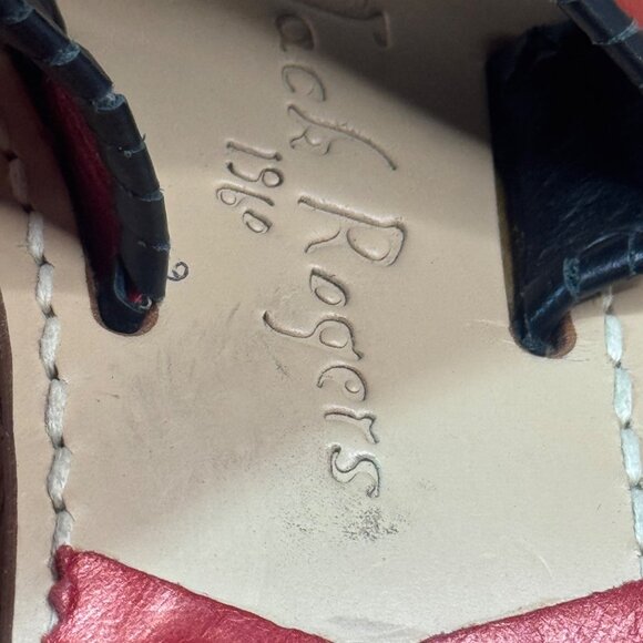 Jack Rogers Womens Red & Navy Leather Sandals With Floral Design Size 6M - Picture 2 of 12